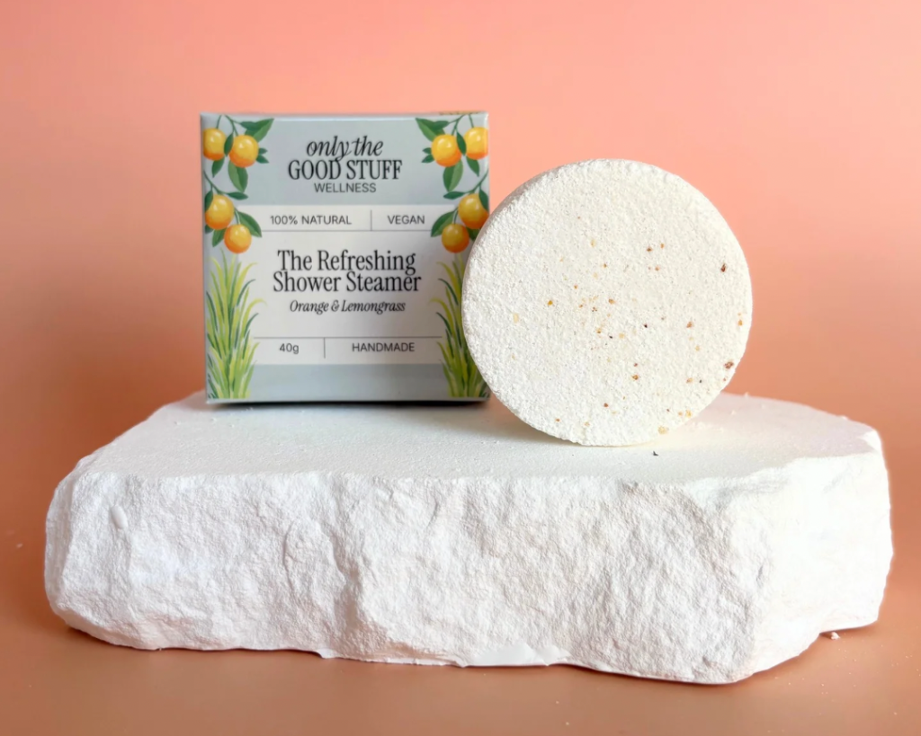 Shower steamer packaging design for aromatherapy brands refreshing collection with orange and lemongrass